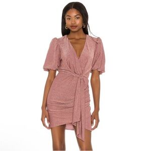 Saylor Deb Wrap Top Mini Dress in Rose Gold Size S